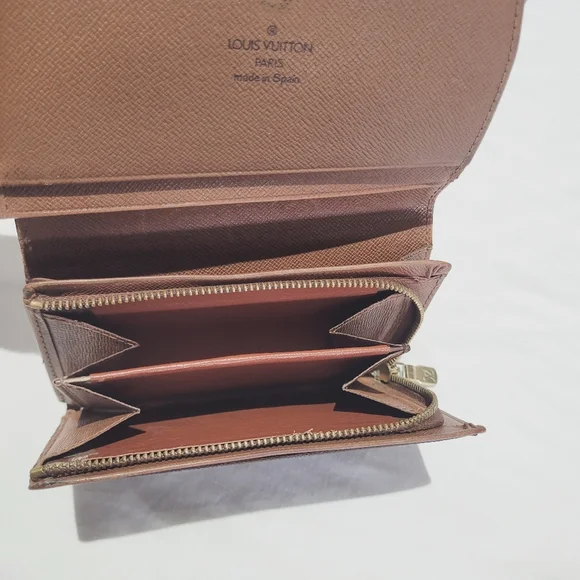 Louis Vuitton Brown Monogram Wallet Vintage Leather Zippered Porte Tresor Bifold - Picture 8 of 14